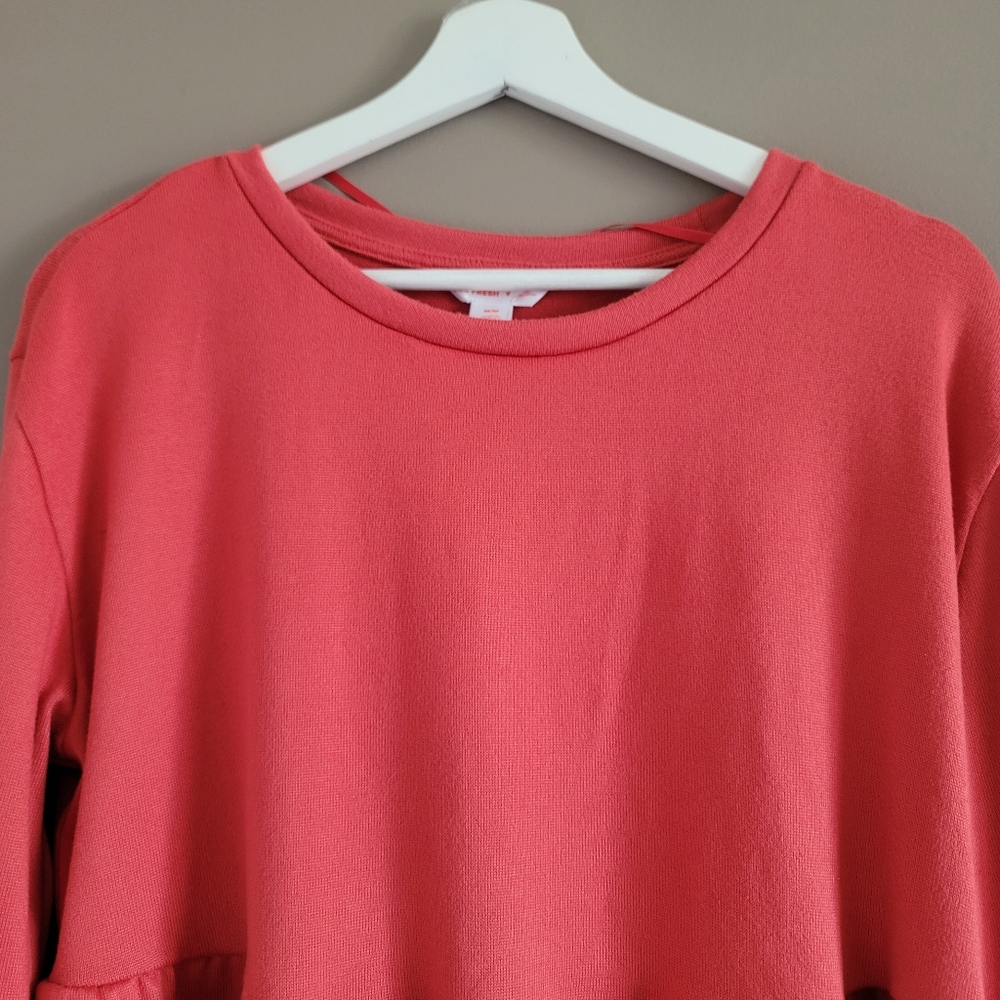 NWT Joe Fresh Jillian Harris Comfy Flowy Ruffle Hem Long Sleeve Shirt Top Medium - Picture 3 of 12